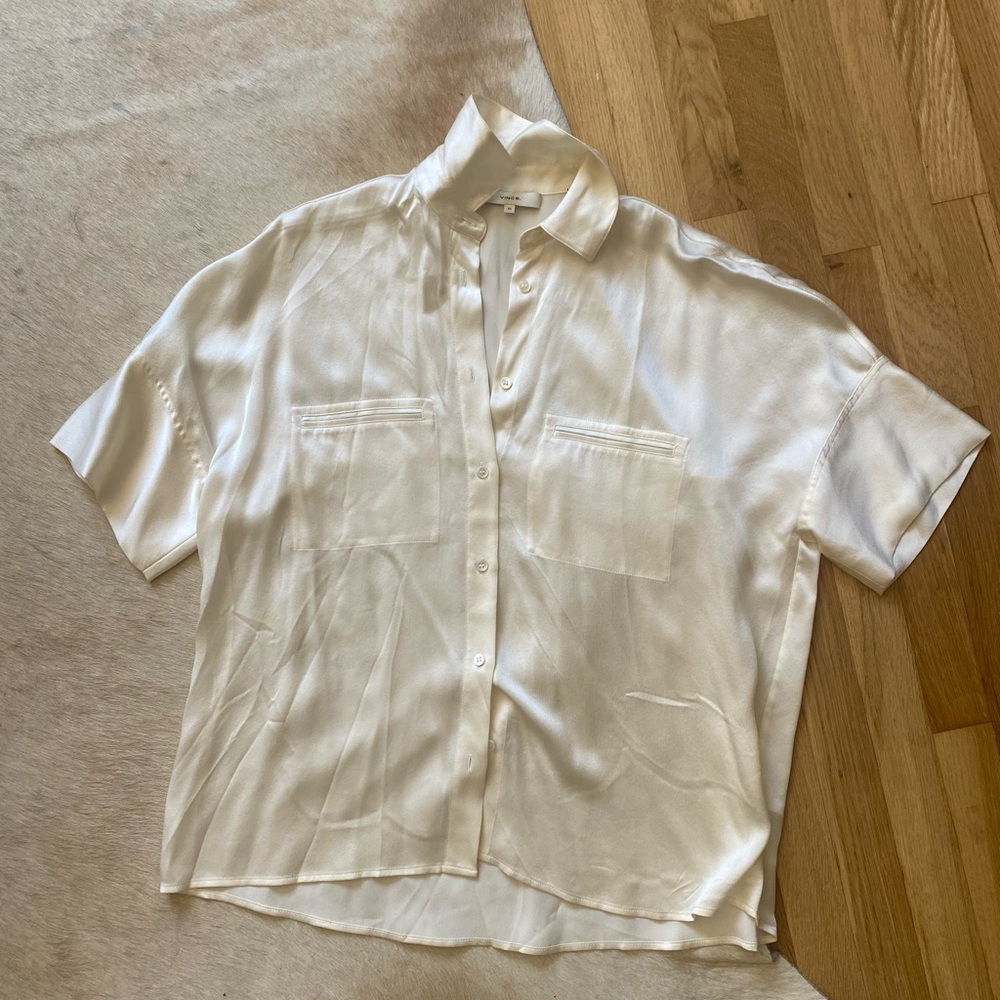 Vince White Casual Button Down Shirt Relaxed Fit